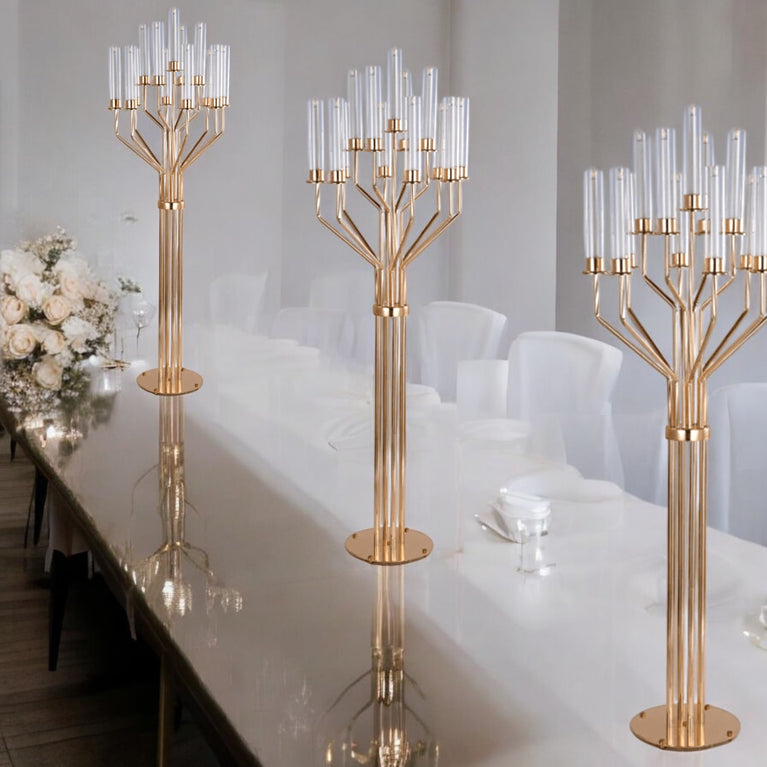 Centros de mesa para bodas con candelabros de 13 brazos, paquete de 2