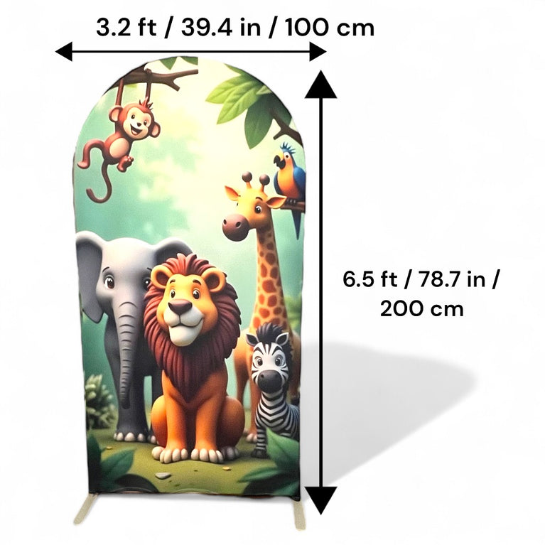 Jungle Party Arch Fabric Cover For Animal Themed Birthdays