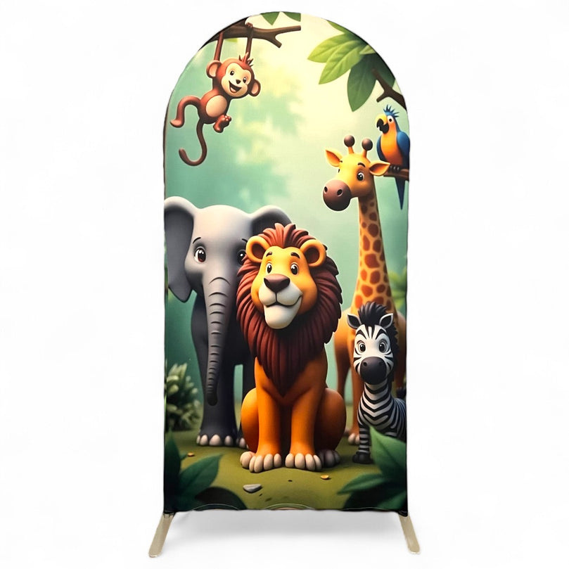 Jungle Party Arch Fabric Cover For Animal Themed Birthdays