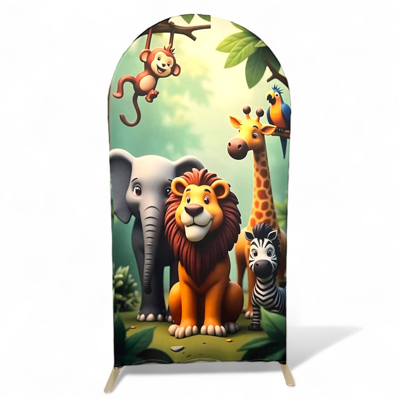 Jungle Party Arch Fabric Cover For Animal Themed Birthdays