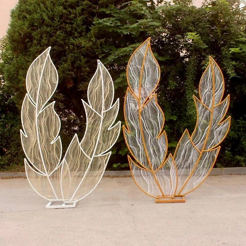 Laced Metal Feather Wedding Arch Backdrop Props