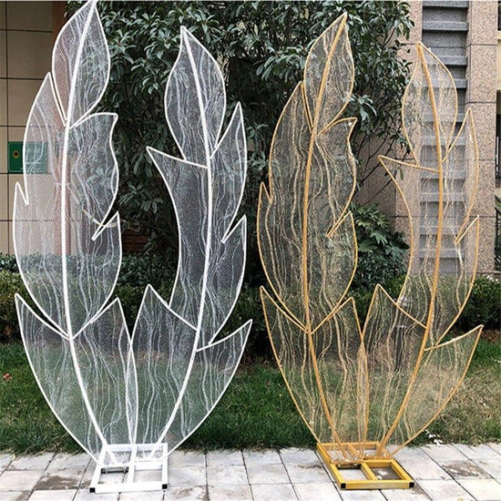 Laced Metal Feather Wedding Arch Backdrop Props - Décor Maniacs