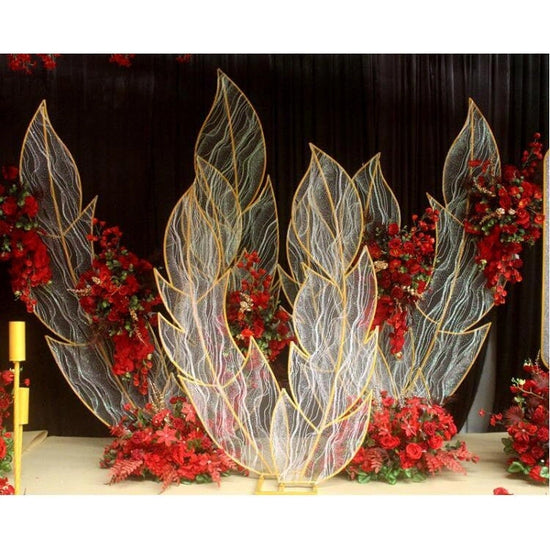 Laced Metal Feather Wedding Arch Backdrop Props