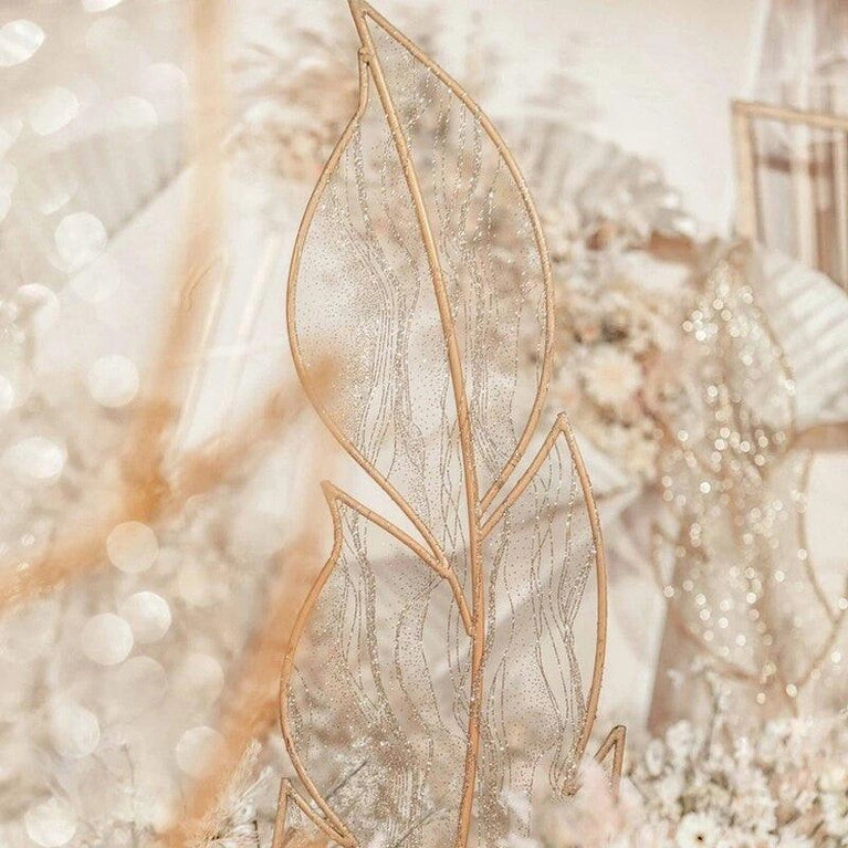 Laced Metal Feather Wedding Arch Backdrop Props