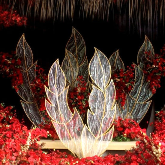 Laced Metal Feather Wedding Arch Backdrop Props - Décor Maniacs