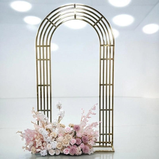 Lunette Wedding Arch Shiny Gold Backdrop Staging Frames - Décor Maniacs