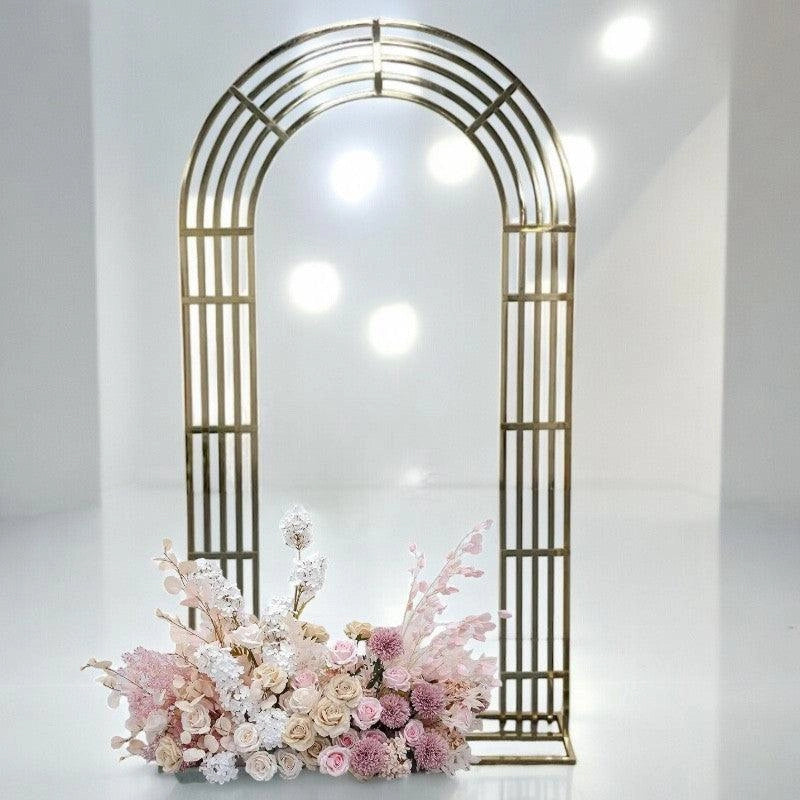 Lunette Wedding Arch Shiny Gold Backdrop Staging Frames - Décor Maniacs