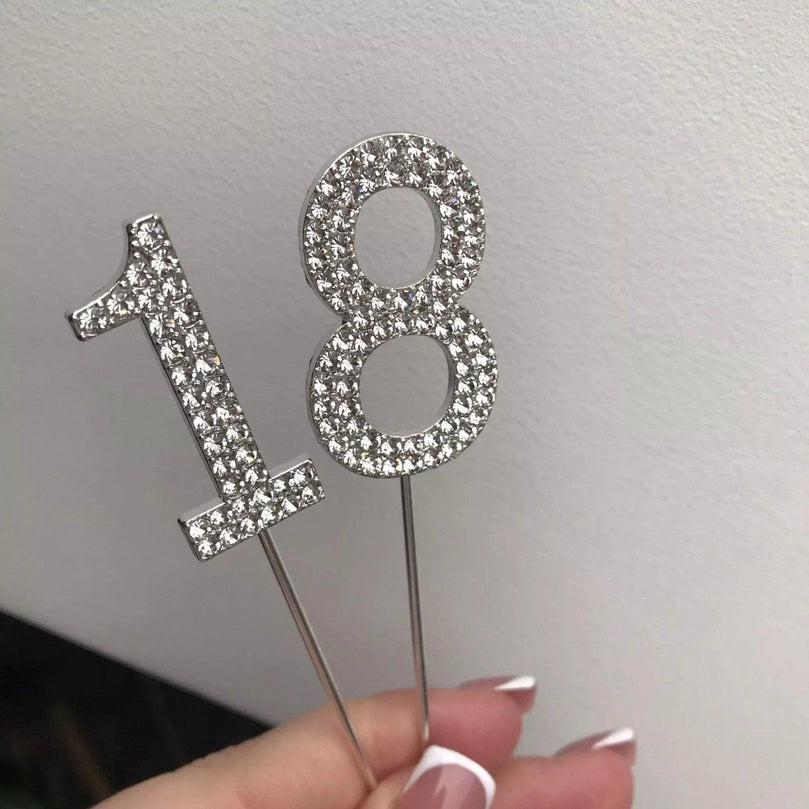 Rhinestone Number Birthday Cake Topper 1-Pc - Décor Maniacs