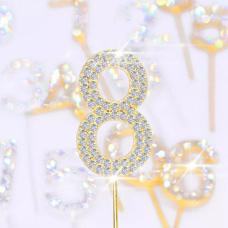 Rhinestone Number Birthday Cake Topper 1-Pc - Décor Maniacs