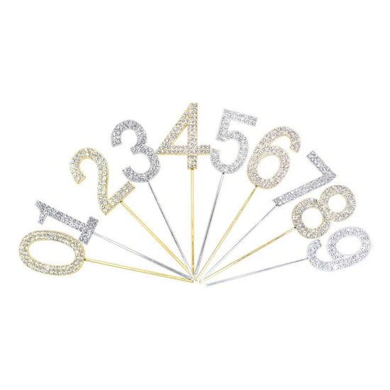 Rhinestone Number Birthday Cake Topper 1-Pc - Décor Maniacs