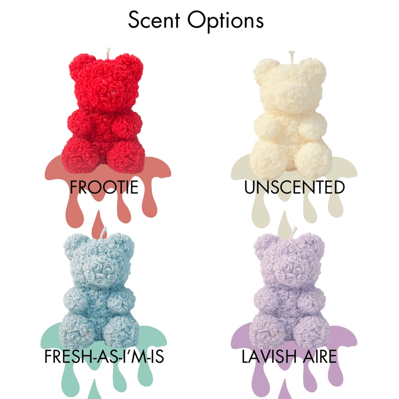 Rose Teddy Bear Soy Scented Pillar Glim Candle