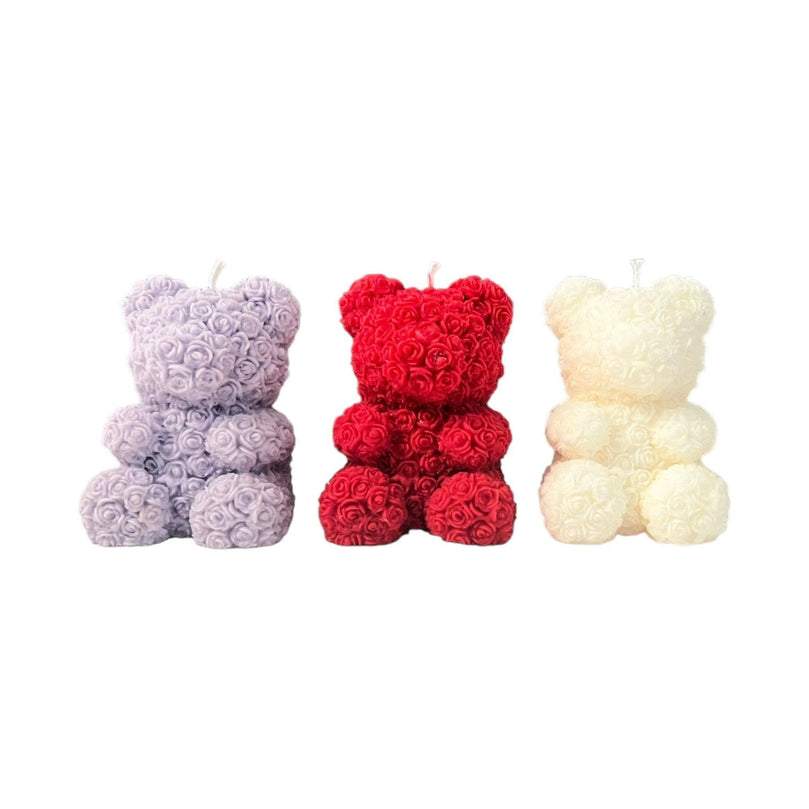 Rose Teddy Bear Soy Scented Pillar Glim Candle