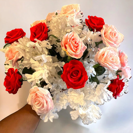 Rose and Hydrangea Artificial Flower Bouquet Arrangement