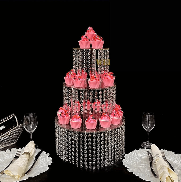 Round Crystal Acrylic Wedding Cake Stand