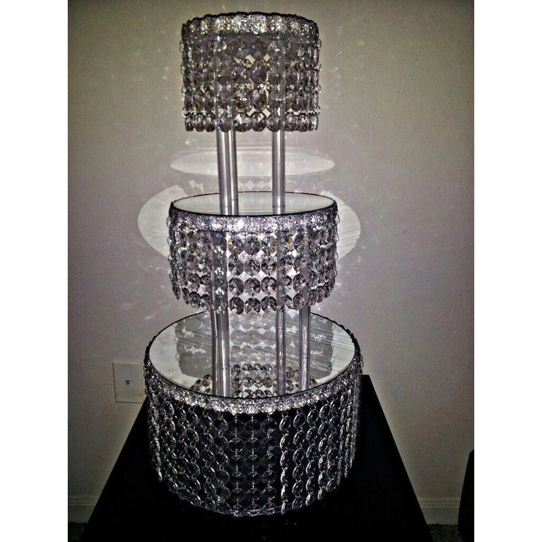 Round Crystal Acrylic Wedding Cake Stand