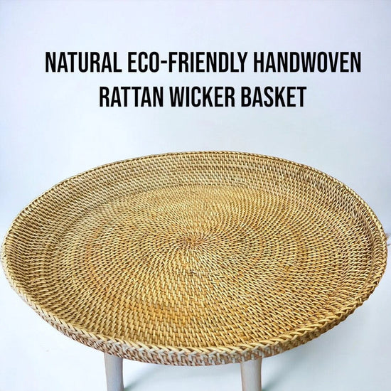 Round Handwoven Rattan Wicker Boho Coffee Table - Décor Maniacs