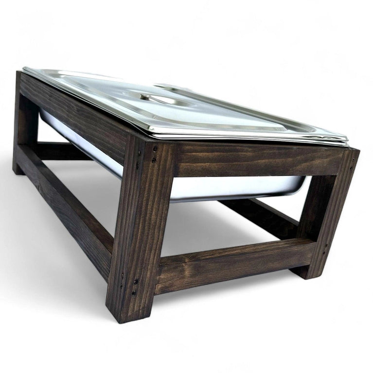 Rustic Wooden Chafing Dish Serving Stand for Buffet Catering