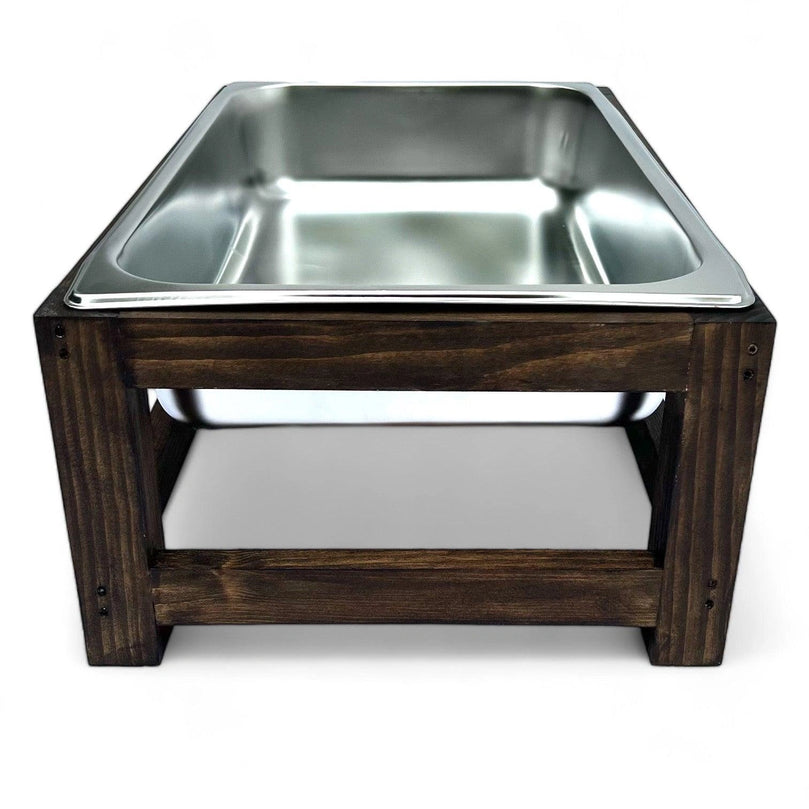 Rustic Wooden Chafing Dish Serving Stand for Buffet Catering