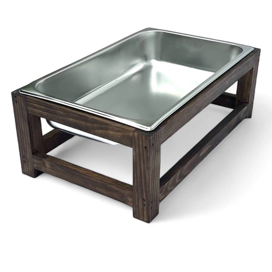 Rustic Wooden Chafing Dish Serving Stand for Buffet Catering