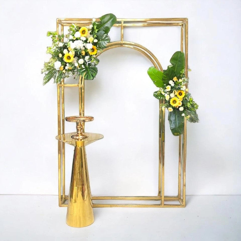 Shiny Gold Arched Wedding Backdrop Stand - 7.2 FT