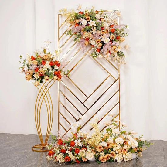 Shiny Gold Geometric Wedding Arch Backdrop