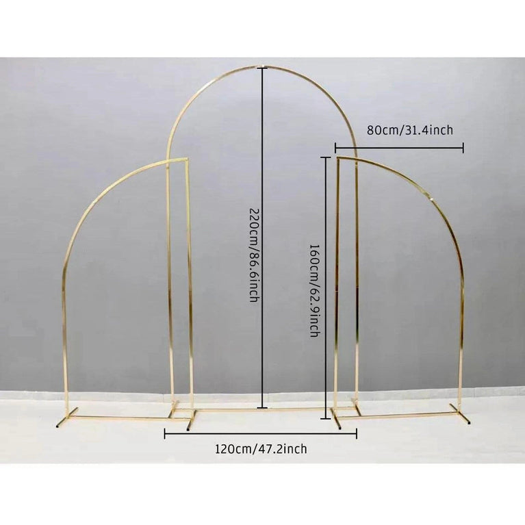 Shiny Gold Wedding Arch Backdrops 3-Piece