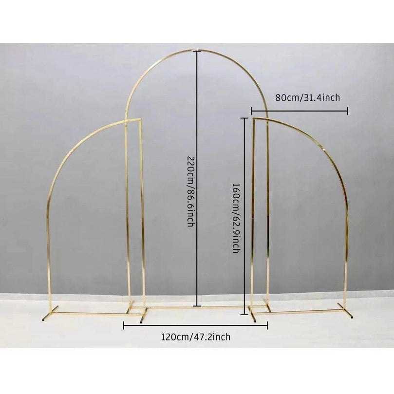 Shiny Gold Wedding Arch Backdrops 3-Piece