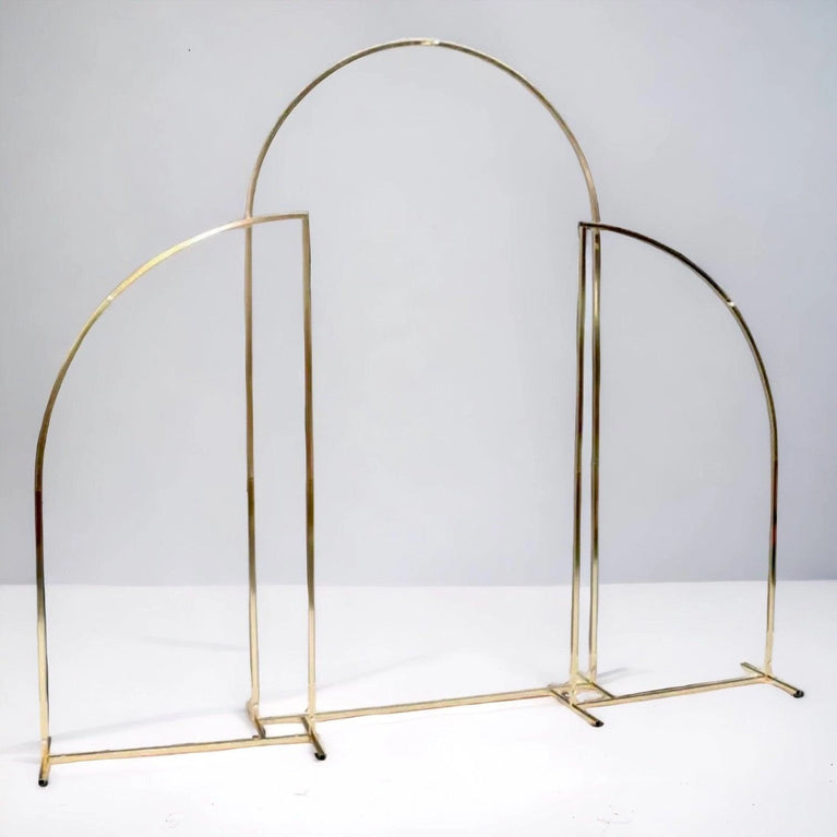 Shiny Gold Wedding Arch Backdrops 3-Piece