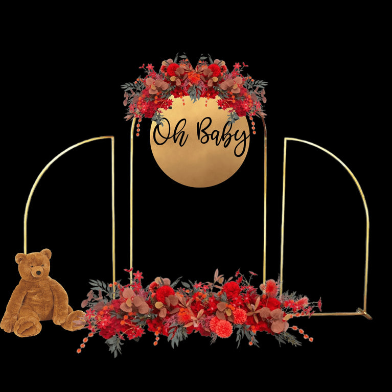 Shiny Gold Wedding Arch Backdrops 3-Piece