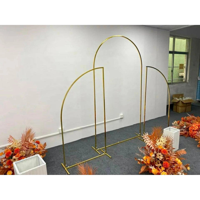 Shiny Gold Wedding Arch Backdrops 3-Piece