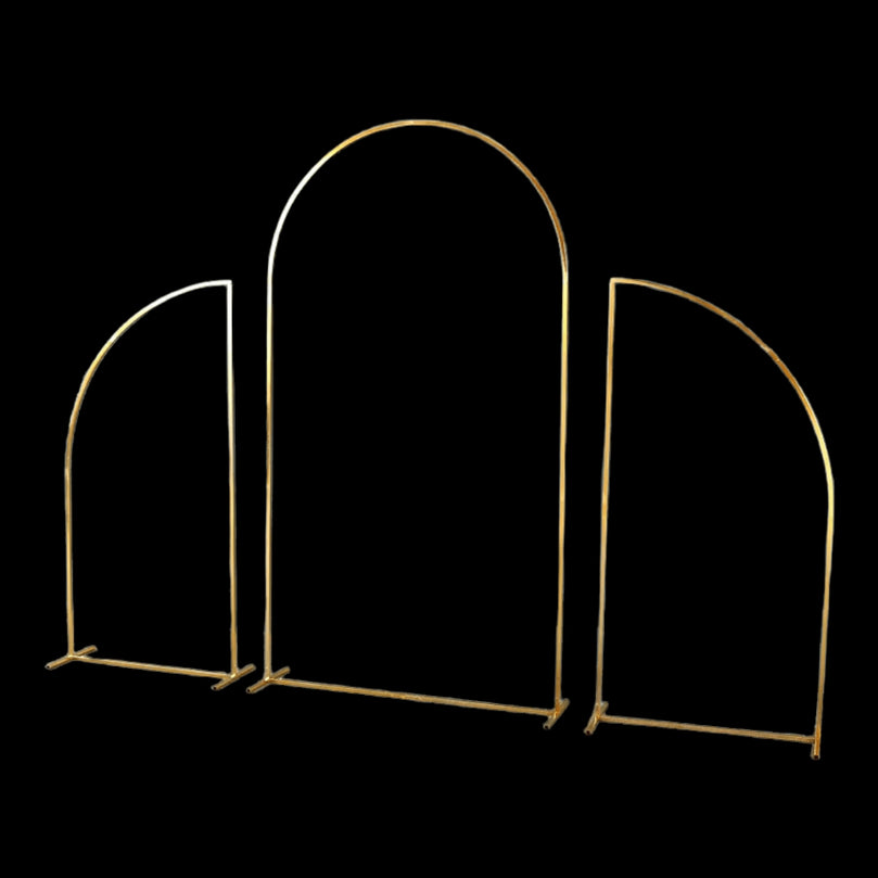 Shiny Gold Wedding Arch Backdrops 3-Piece