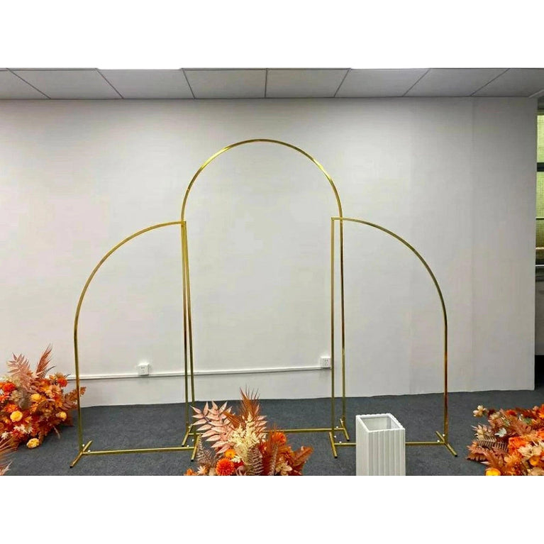 Shiny Gold Wedding Arch Backdrops 3-Piece