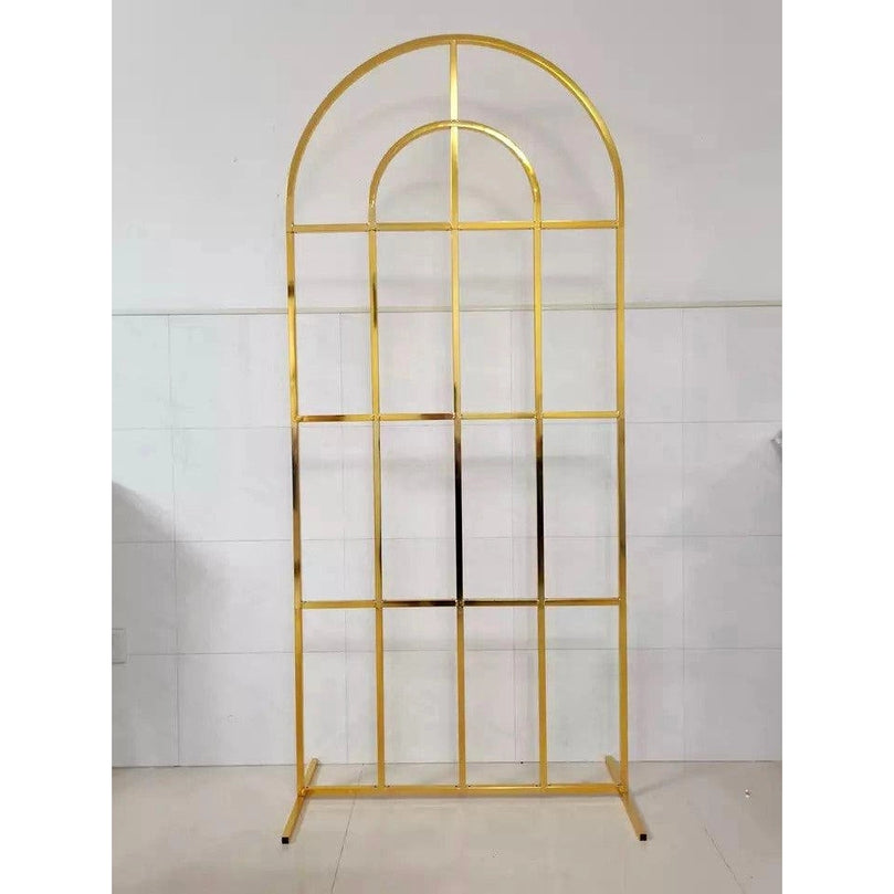 Shiny Gold Window Wedding Arch Backdrop Stand - Décor Maniacs