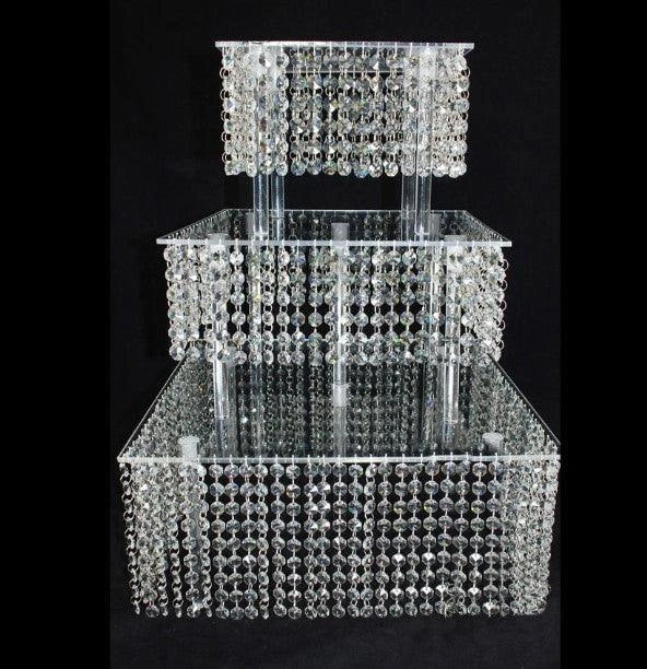 Square Crystal Acrylic Wedding Cake Stand