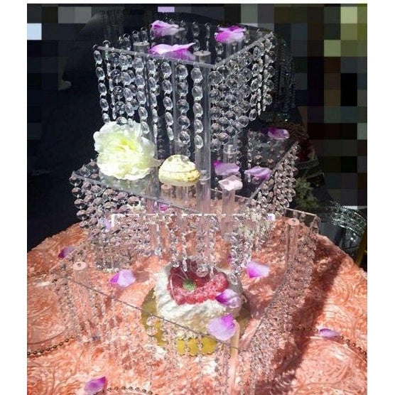 Square Crystal Acrylic Wedding Cake Stand