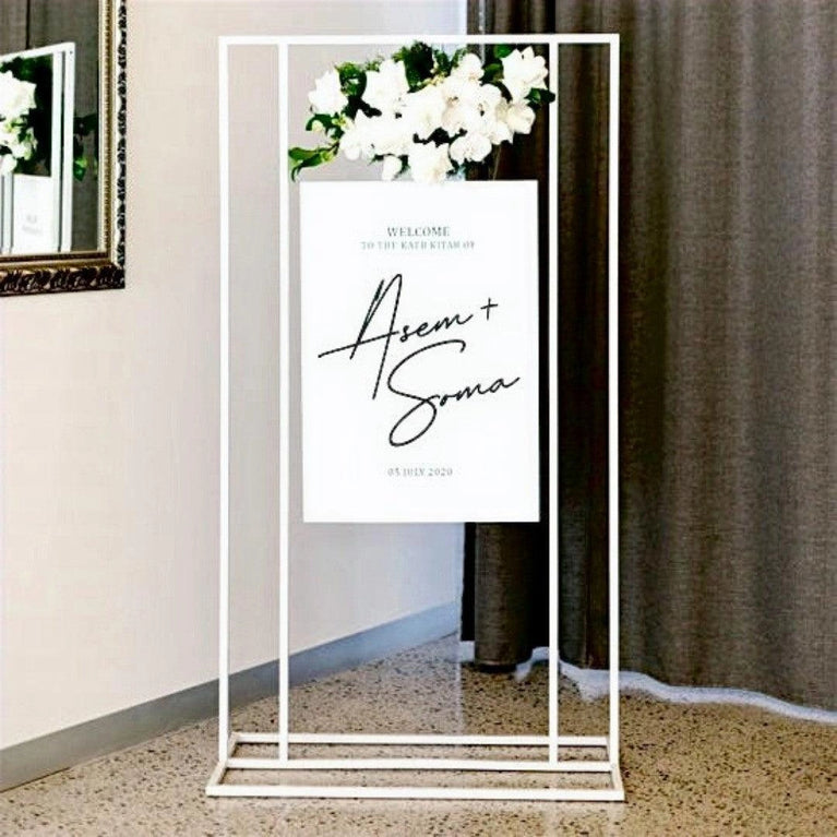 Square Wedding Welcome Sign Backdrop Stand | Décor Maniacs