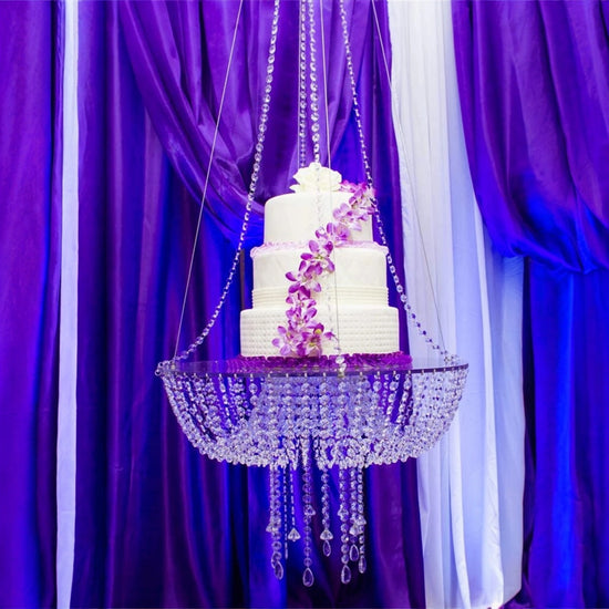 Suspended Acrylic Wedding Cake Stand with 6.8ft Hanging Frame - Décor Maniacs