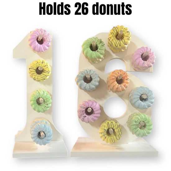 Sweet 16 Donut Wall Custom 16th Birthday Party Dessert Stand - Décor Maniacs