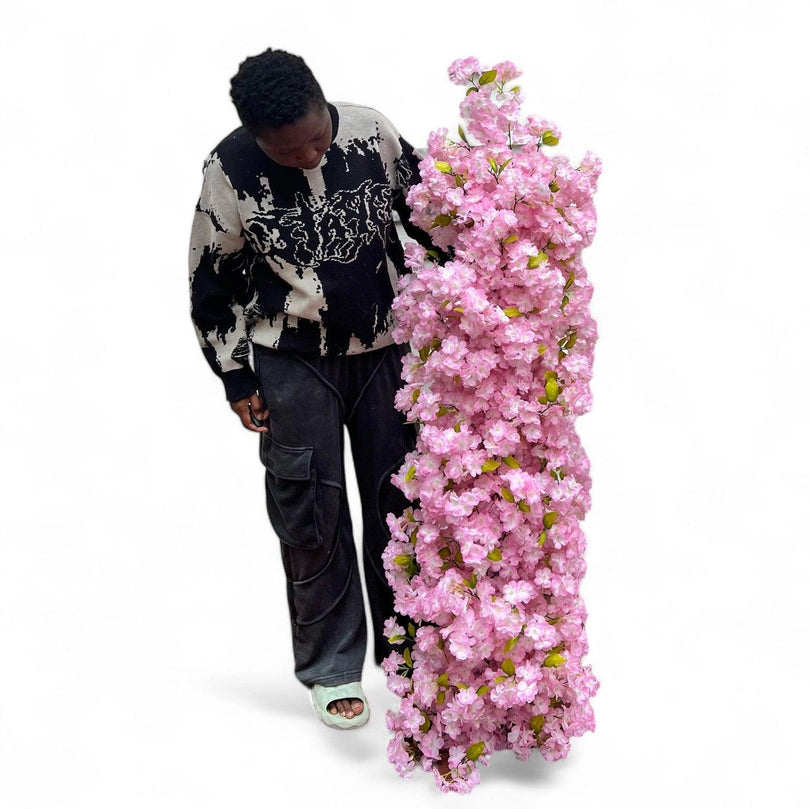 Wedding Arch Backdrop Stand with Cherry Blossom Flower Arrangement