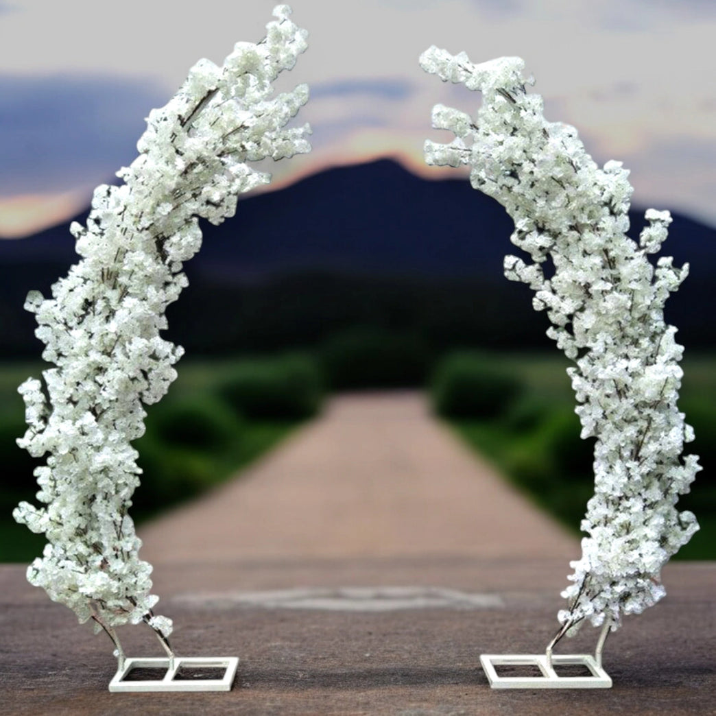 White Cherry Flower Wedding Arch Backdrop - Décor Maniacs