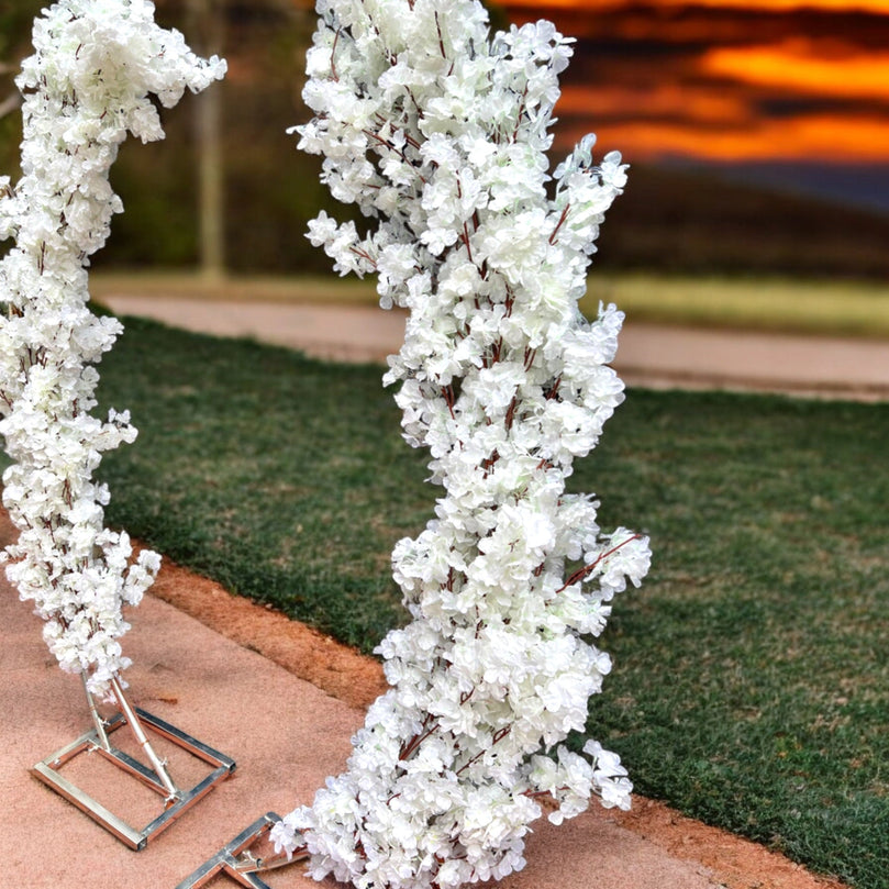 White Cherry Flower Wedding Arch Backdrop