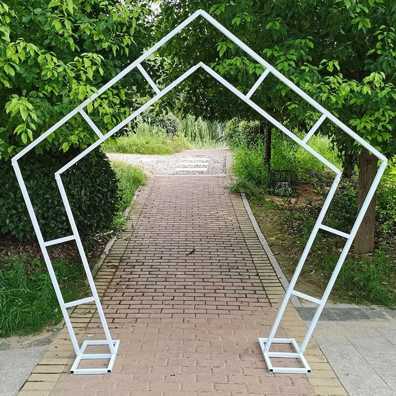 White Hexagon Wedding Arch Backdrop Stand - Décor Maniacs