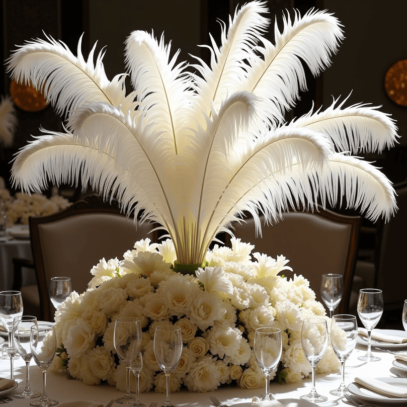 White Ostrich Feathers | 27-29" Imitation Feathers For Decor