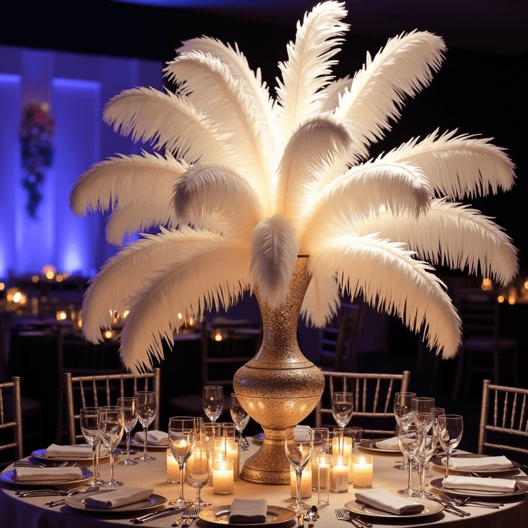 White Ostrich Feathers | 27-29" Imitation Feathers For Decor