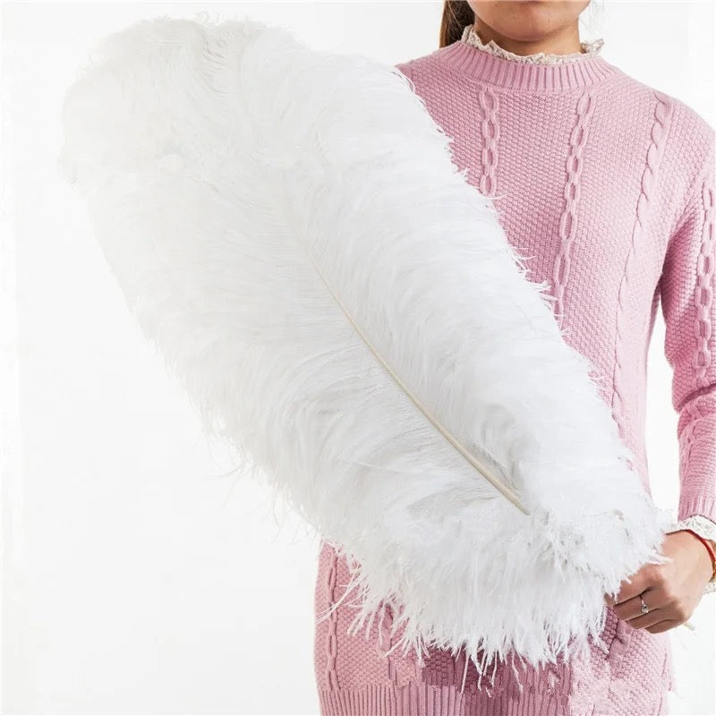 White Ostrich Feathers | 27-29" Imitation Feathers For Decor