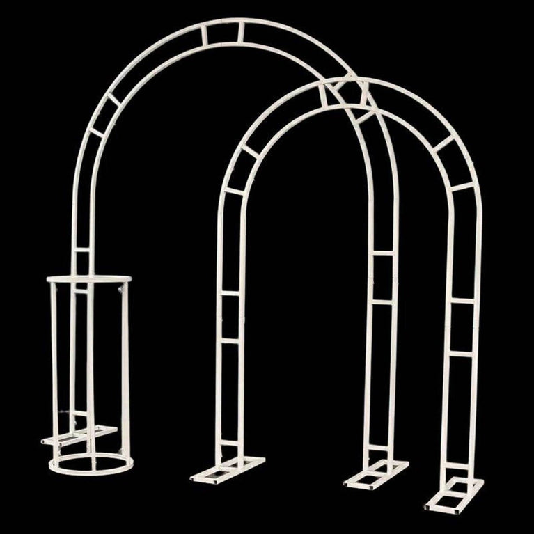 White Wedding Arch Backdrops & Pedestal Set