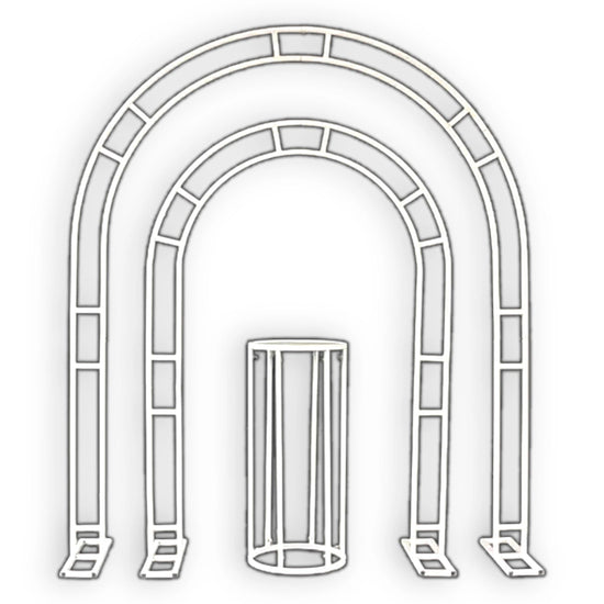 White Wedding Arch Backdrops & Pedestal Set