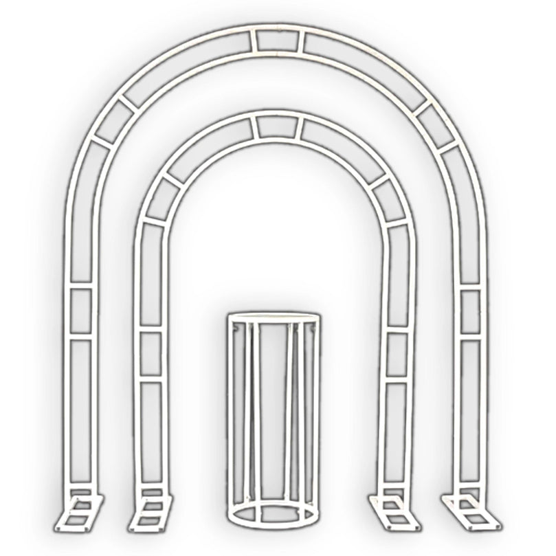 White Wedding Arch Backdrops & Pedestal Set