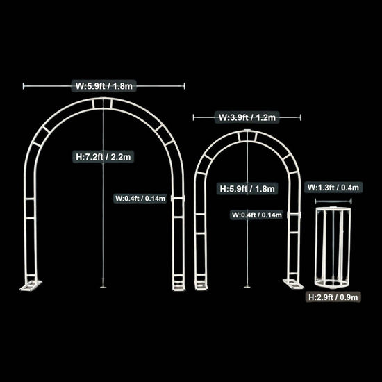 White Wedding Arch Backdrops & Pedestal Set