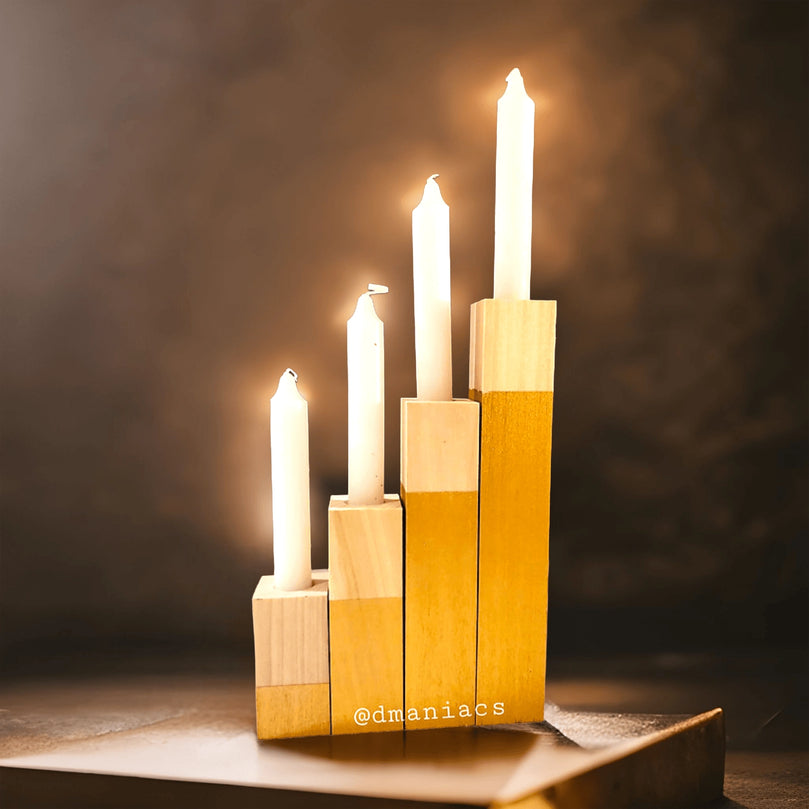 Wood Taper Candlestick 4-Piece Candle Holders - Décor Maniacs